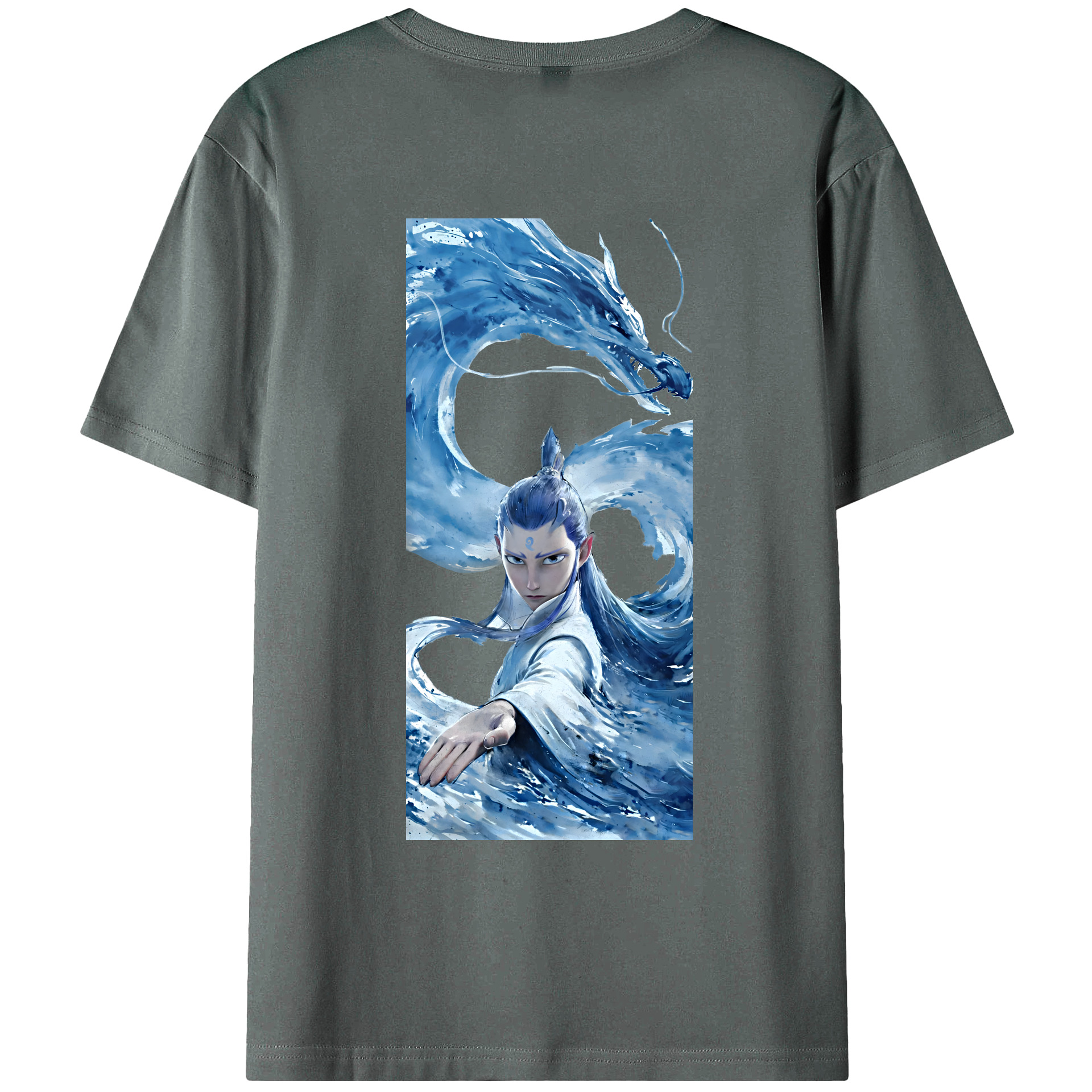 （画像用） Ne Zha 2 ナタ 魔童の大暴れ 綿100％ メンズ半袖Tシャツ（バックプリント） 通気性